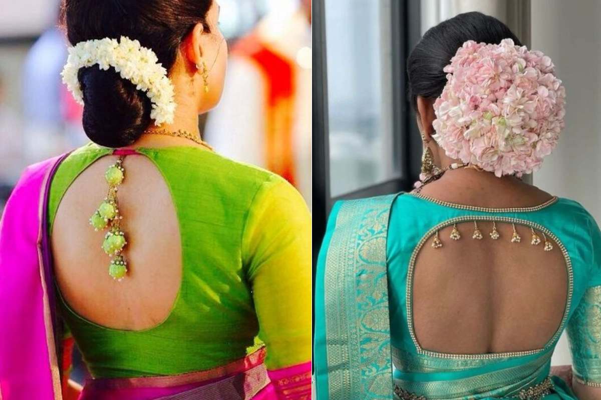 Back Neck Silk Saree Blouse Designs